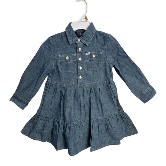 POLO RALPH LAUREN Little Girls and Toddler Girls Tiered Shirt Dress, SIZE 2 - Picture 7 of 14